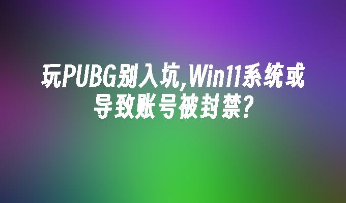 玩PUBG别入坑,Win11系统或导致账号被封禁?