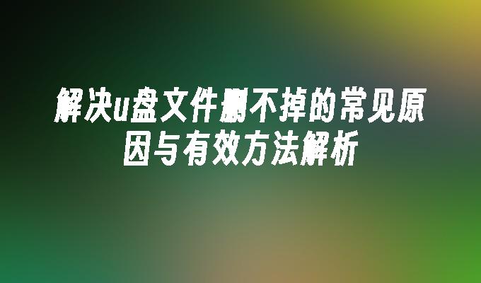 解决u盘文件删不掉的常见原因与有效方法解析