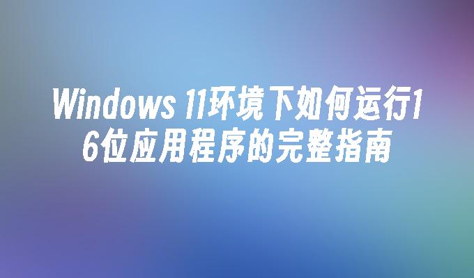 Windows 11环境下如何运行16位应用程序的完整指南