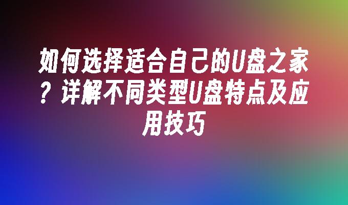 如何选择适合自己的U盘之家？详解不同类型U盘特点及应用技巧