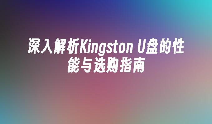 深入解析Kingston U盘的性能与选购指南