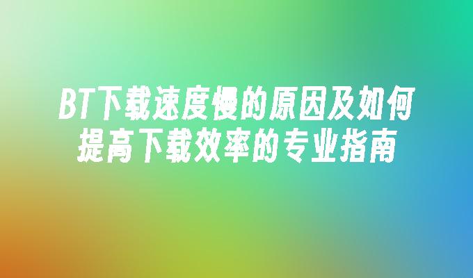 BT下载速度慢的原因及如何提高下载效率的专业指南