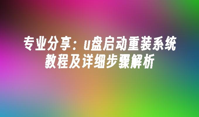 专业分享：u盘启动重装系统教程及详细步骤解析