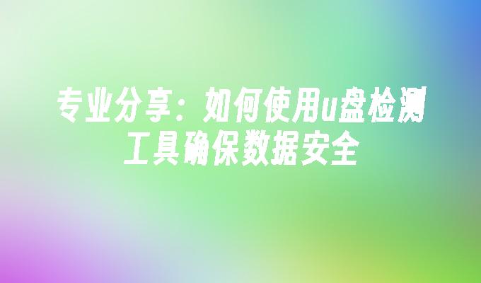 专业分享：如何使用u盘检测工具确保数据安全