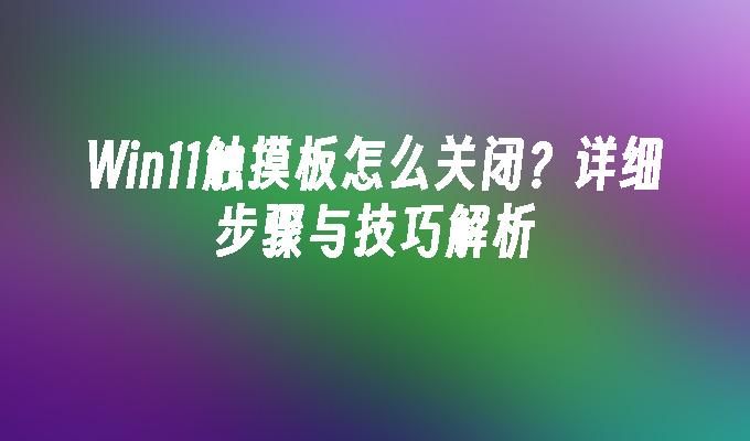 Win11触摸板怎么关闭？详细步骤与技巧解析