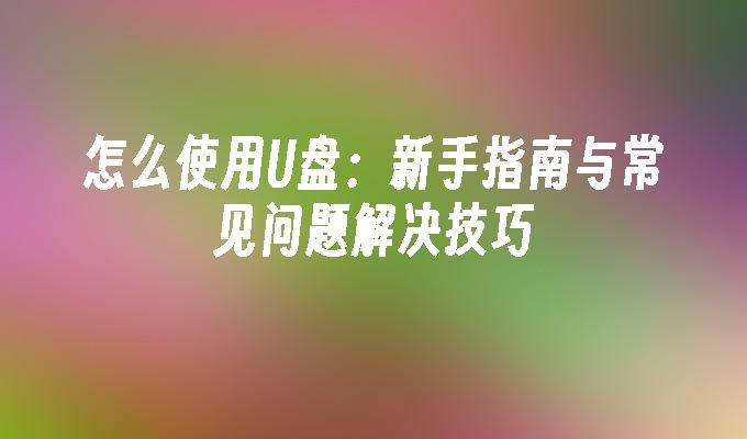 怎么使用U盘：新手指南与常见问题解决技巧