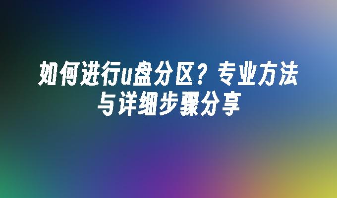 如何进行u盘分区？专业方法与详细步骤分享