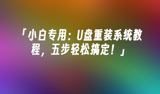 「小白专用：U盘重装系统教程，五步轻松搞定！」