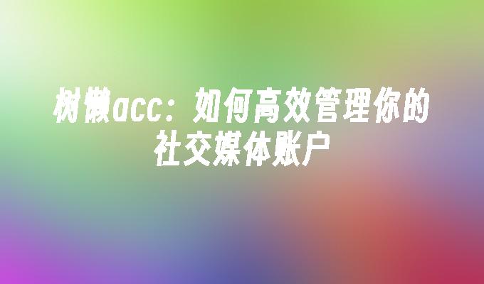 树懒acc：如何高效管理你的社交媒体账户