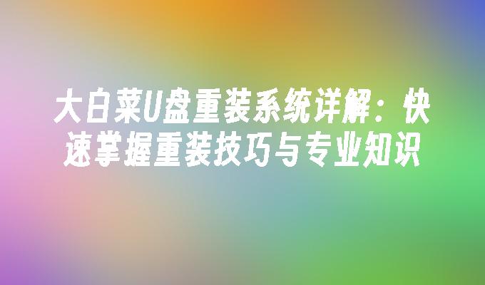 大白菜U盘重装系统详解：快速掌握重装技巧与专业知识