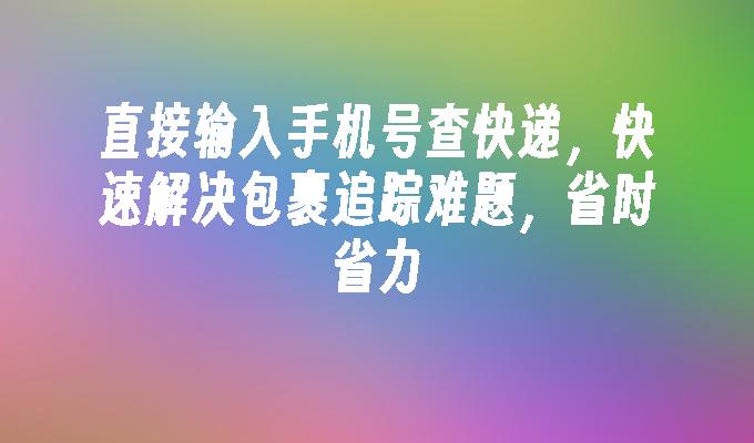 直接输入手机号查快递，快速解决包裹追踪难题，省时省力