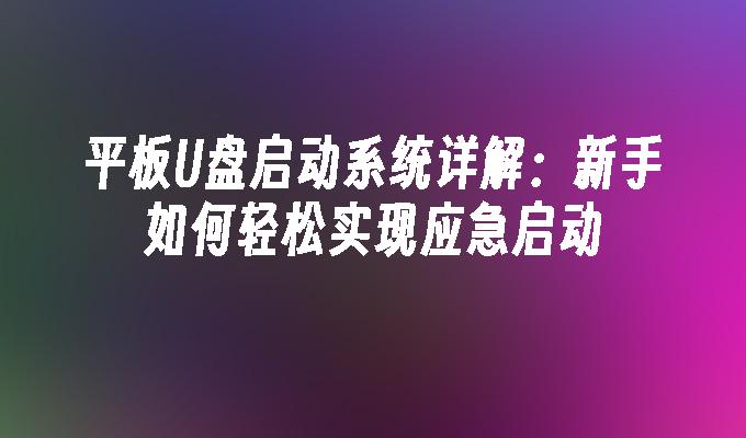 平板U盘启动系统详解：新手如何轻松实现应急启动