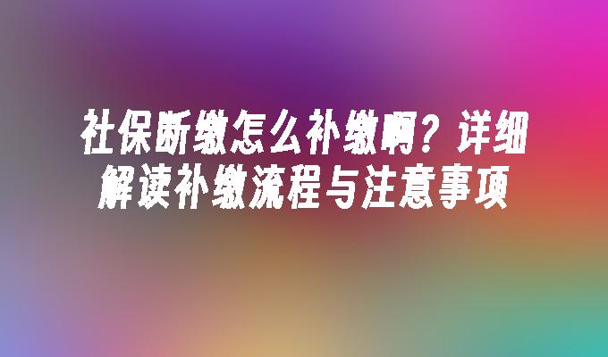 社保断缴怎么补缴啊？详细解读补缴流程与注意事项