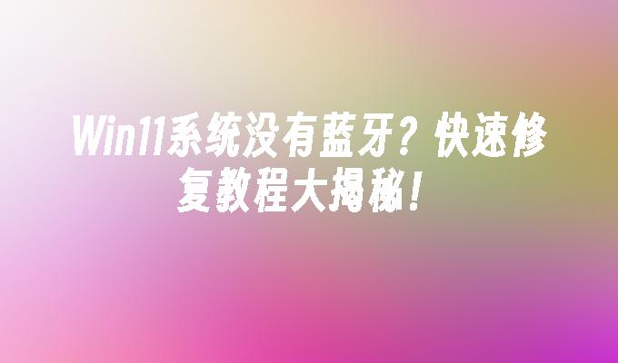 Win11系统没有蓝牙？快速修复教程大揭秘！