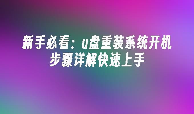 新手必看：u盘重装系统开机步骤详解快速上手