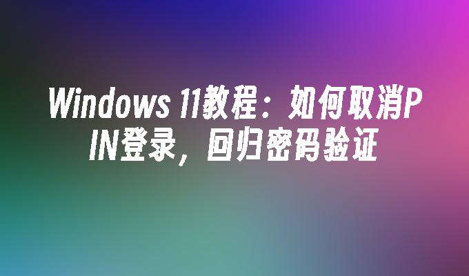 Windows 11教程：如何取消PIN登录，回归密码验证