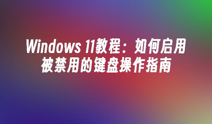 Windows 11教程：如何启用被禁用的键盘操作指南