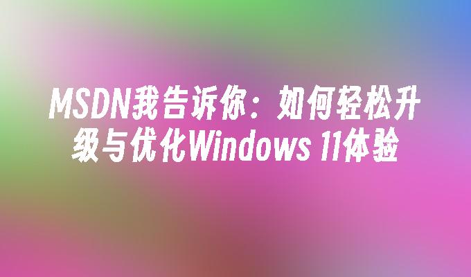 MSDN我告诉你：如何轻松升级与优化Windows 11体验