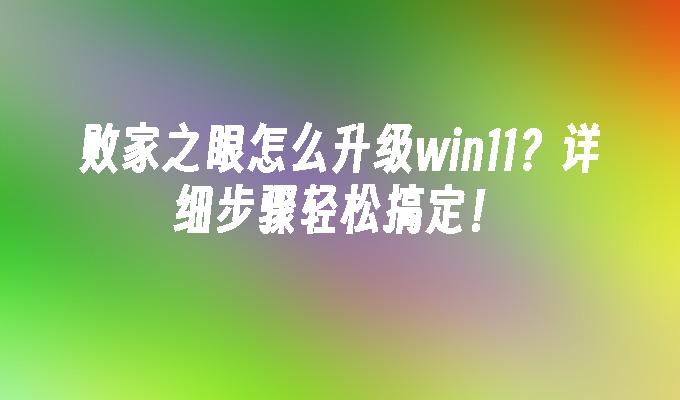 败家之眼怎么升级win11？详细步骤轻松搞定！