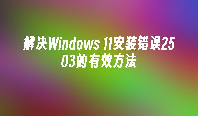 解决Windows 11安装错误2503的有效方法