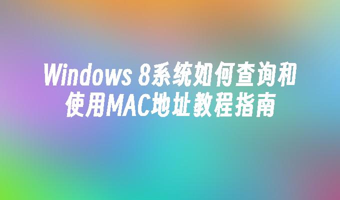 Windows 8系统如何查询和使用MAC地址教程指南