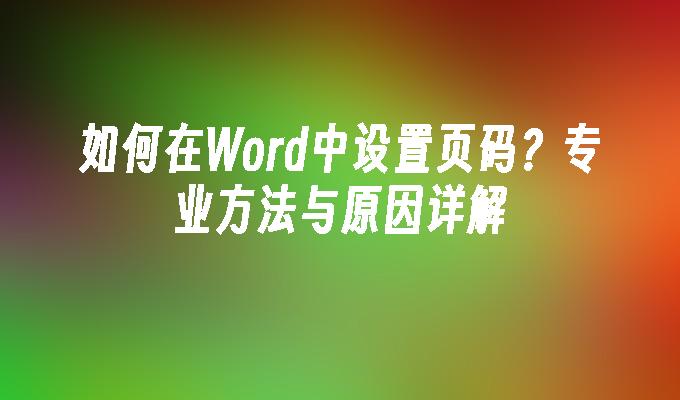 如何在Word中设置页码？专业方法与原因详解