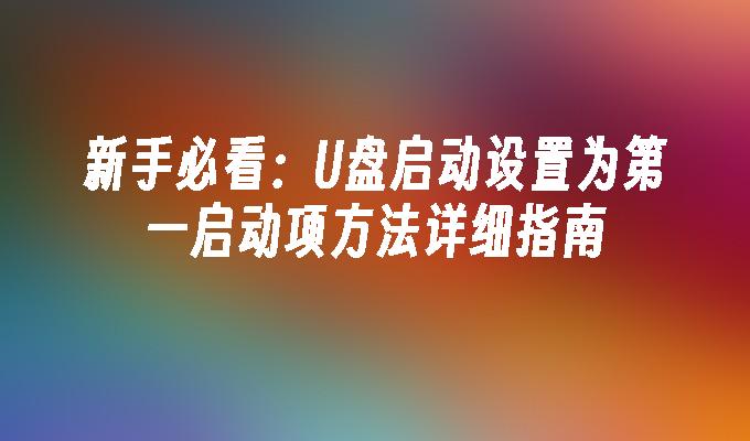 新手必看：U盘启动设置为第一启动项方法详细指南