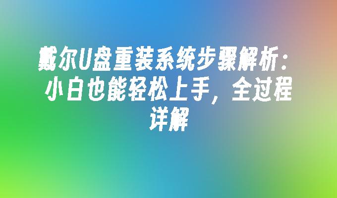 戴尔U盘重装系统步骤解析：小白也能轻松上手，全过程详解