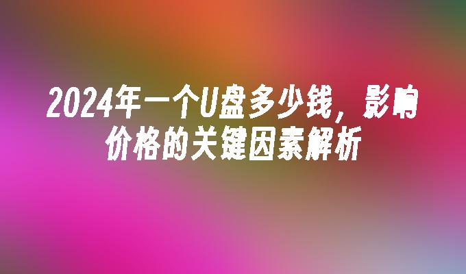 2024年一个U盘多少钱，影响价格的关键因素解析