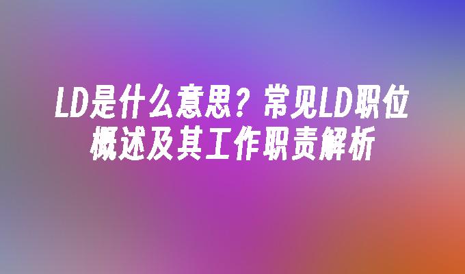 LD是什么意思？常见LD职位概述及其工作职责解析