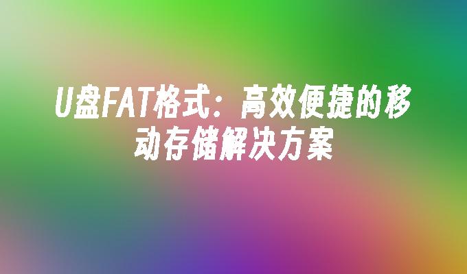 U盘FAT格式：高效便捷的移动存储解决方案