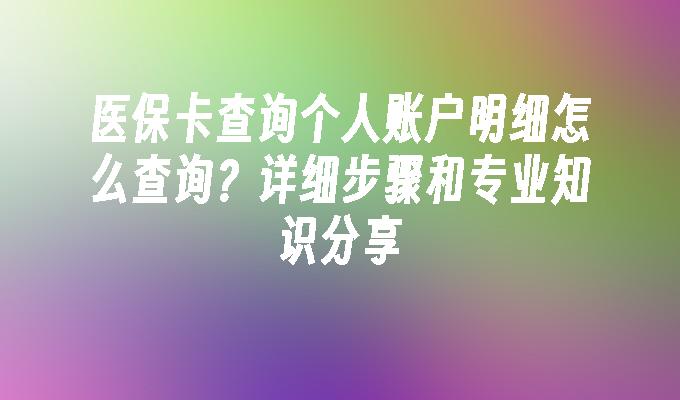 医保卡查询个人账户明细怎么查询？详细步骤和专业知识分享