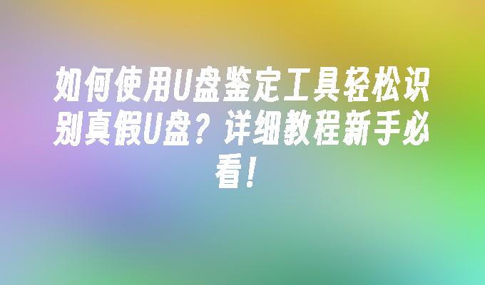 如何使用U盘鉴定工具轻松识别真假U盘？详细教程新手必看！