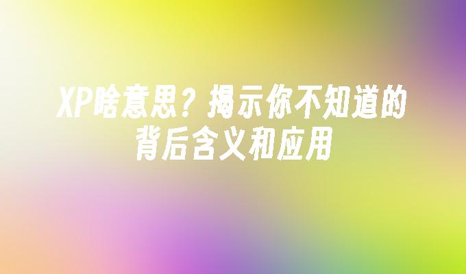 XP啥意思？揭示你不知道的背后含义和应用