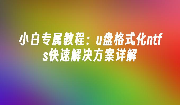 小白专属教程：u盘格式化ntfs快速解决方案详解