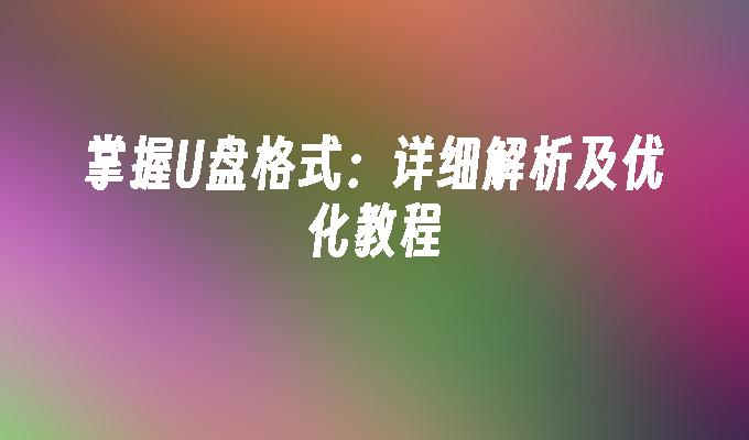 掌握U盘格式：详细解析及优化教程