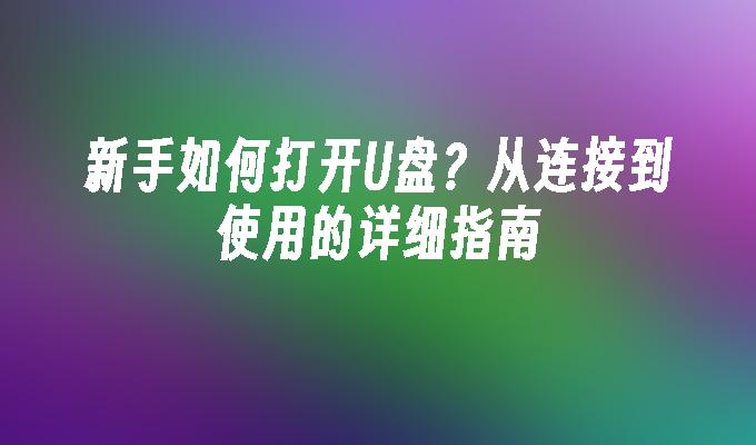 新手如何打开U盘？从连接到使用的详细指南