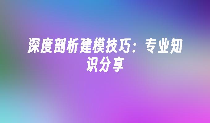 深度剖析建模技巧：专业知识分享