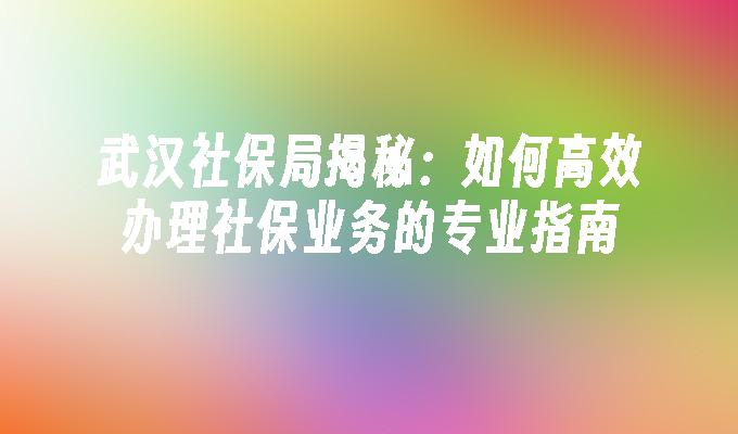 武汉社保局揭秘：如何高效办理社保业务的专业指南