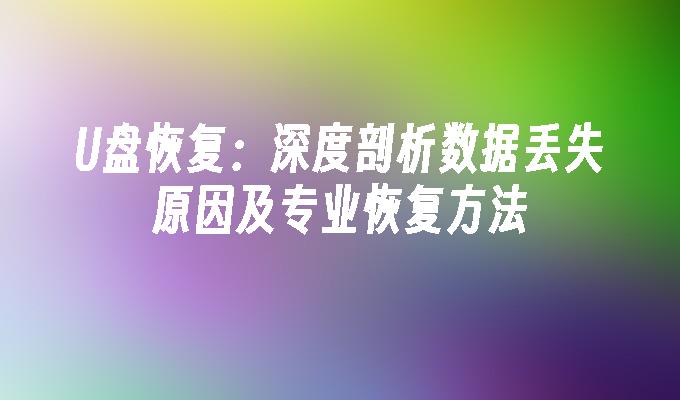 U盘恢复：深度剖析数据丢失原因及专业恢复方法