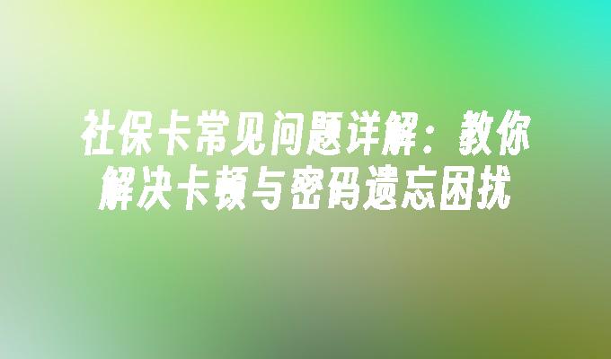 社保卡常见问题详解：教你解决卡顿与密码遗忘困扰