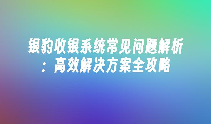 银豹收银系统常见问题解析：高效解决方案全攻略