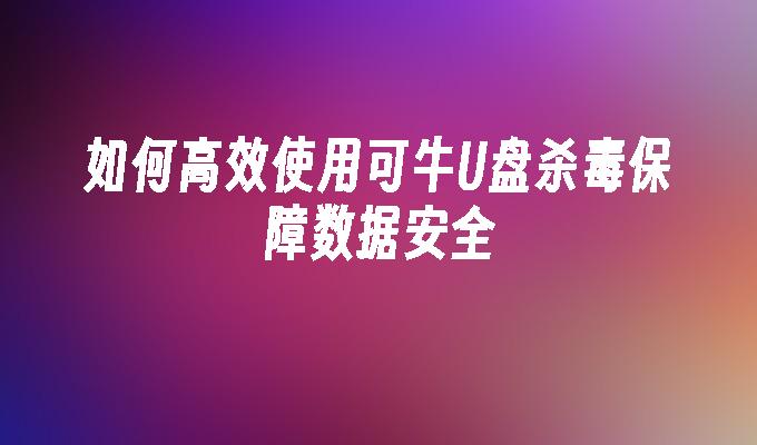 如何高效使用可牛U盘杀毒保障数据安全