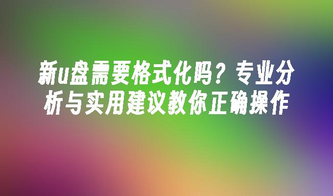 新u盘需要格式化吗？专业分析与实用建议教你正确操作