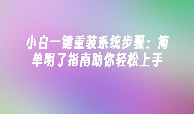 小白一键重装系统步骤：简单明了指南助你轻松上手