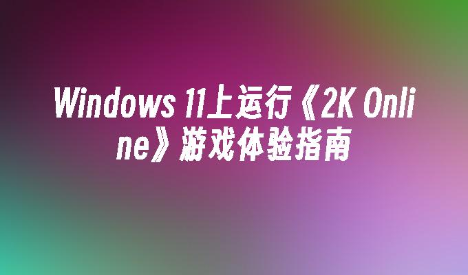 Windows 11上运行《2K Online》游戏体验指南