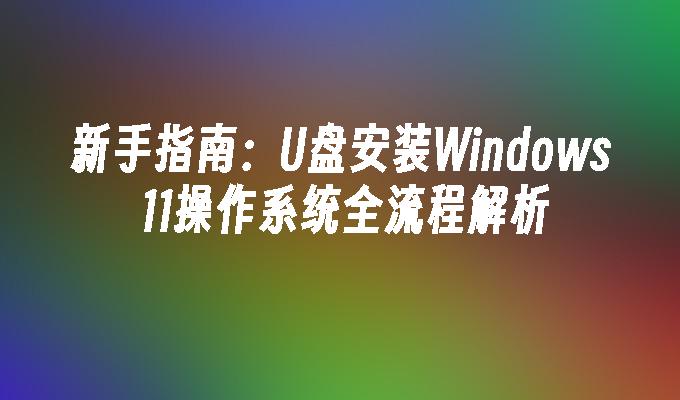 新手指南：U盘安装Windows 11操作系统全流程解析