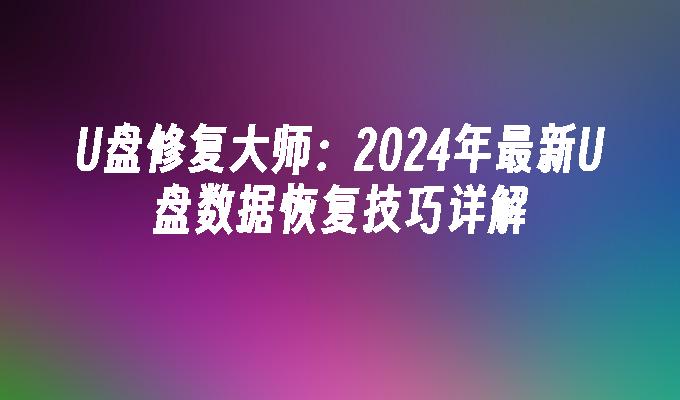 U盘修复大师：2024年最新U盘数据恢复技巧详解