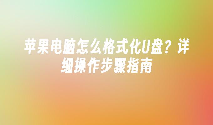 苹果电脑怎么格式化U盘？详细操作步骤指南