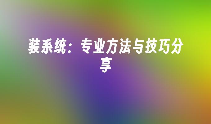 装系统：专业方法与技巧分享